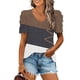 thumbnail image 1 of Fiudx Liquidación de Ofertas Flash Mujer Moda Casual Manga Corta Suelta Camiseta Blusa Tops, 1 of 5