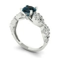 thumbnail image 2 of 1.42 ct Round Cut Natural London Blue Topaz Solitaire with Simulated Diamond Accents 14K White Gold Womens Engagement Ring, 2 of 5