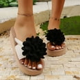 thumbnail image 2 of Beach Flower Platform Slip on Sandals for Women 2025 Summer Boho Vacation Memory Foam Chunky Dress Slippers, 2 of 7