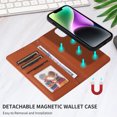 thumbnail image 6 of Dteck Detachable 2 in 1 Wallet Case for Samsung Galaxy S23 FE,Magnetic Leather Card Slots Case Shockproof Rubber Mag-Safe Cover with Wrist Strap,Brown, 6 of 13