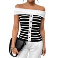 thumbnail image 3 of Womens Sweater Tops Summer Off Shoulder Sweaters Boat Neck Sleeveless Relaxed Fit Knitted Pullover Top White XL, 3 of 10