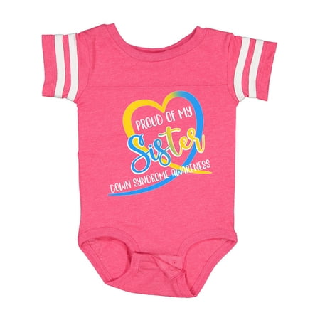 

Inktastic Proud of My Sister Down Syndrome Awareness Heart Ribbon Gift Baby Boy or Baby Girl Bodysuit