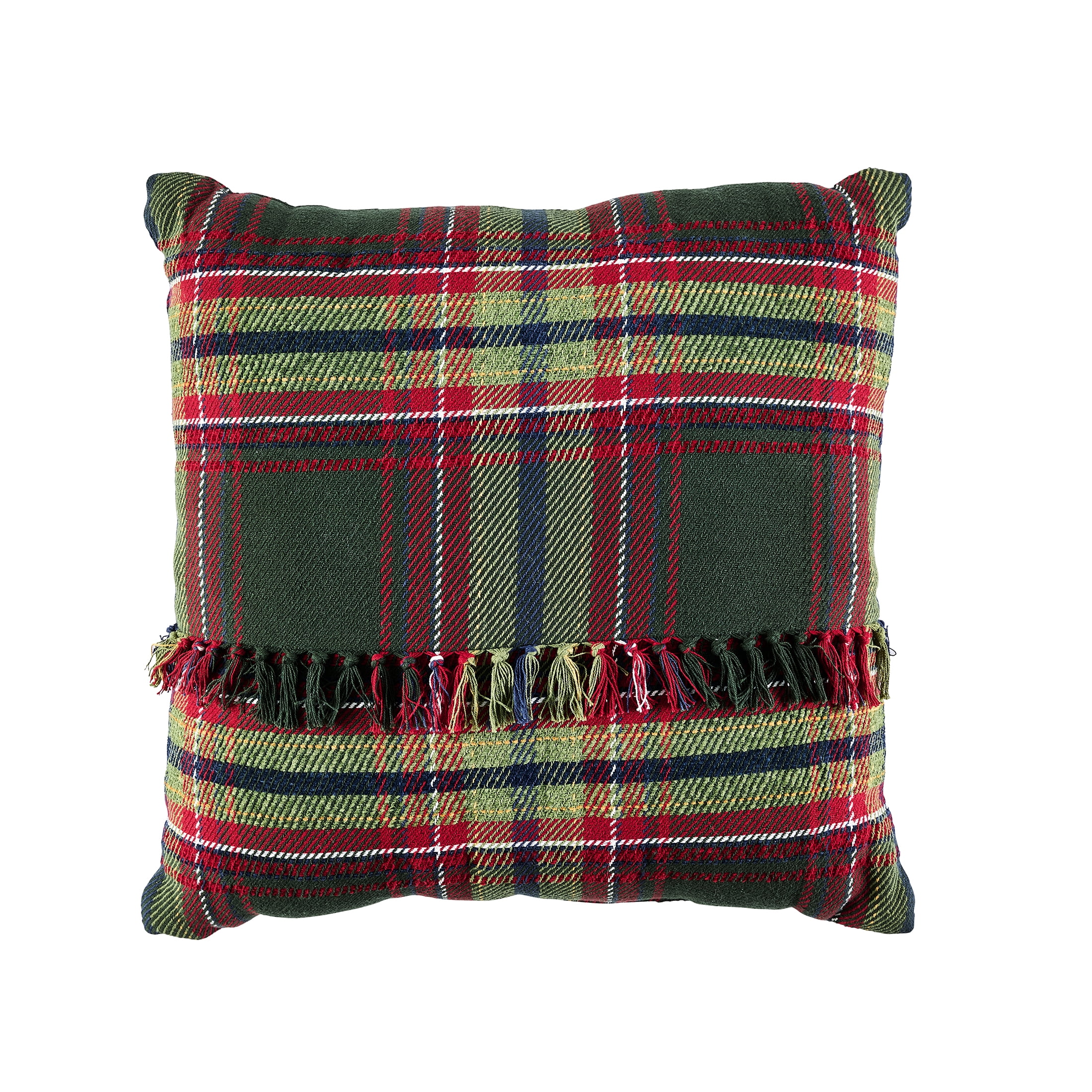 Better Homes & Gardens 20x20 Corin Fringed Plaid Throw Pillow, Green