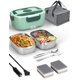 thumbnail image 1 of Lonchera eléctrica portátil para hombres, calentador de alimentos de 1.5 litros para adultos con 2 contenedores de acero inoxidable, caja de almuerzo autocalentable de 80 W para coche y camión., 1 of 5