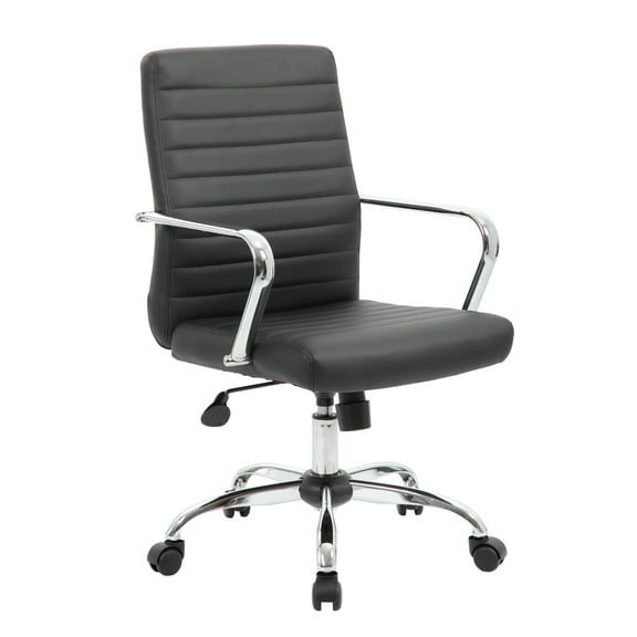 Boss Office Products Drummond Faux Leather Swivel Office Chair in Black