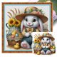 thumbnail image 1 of Hilo Algodón Ecológico Bordado Punto Cruz Impreso Conejito Pascua 11CT 45x45cm, 1 of 9