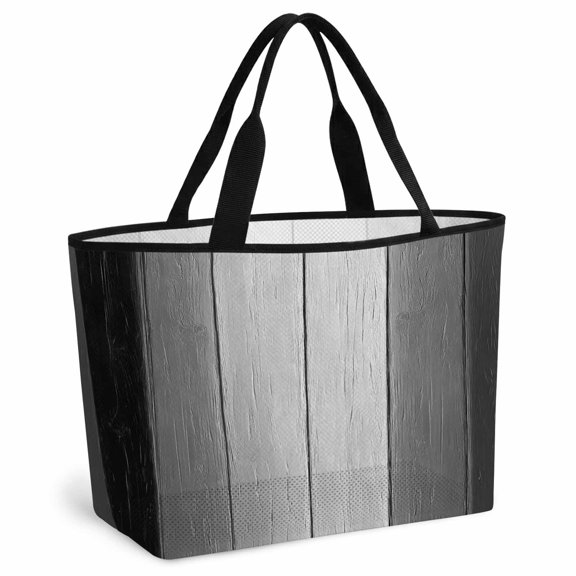 Black Gray Ombre Beach Bag for Women, Large Breathable Mesh Beach Tote Bag, Vintage Country Wooden Sandproof Lightweight Travel Bags for Vacation Picnic Swimming Pool 15.7"x15.7"x9.1"