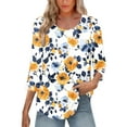 thumbnail image 6 of LiMoi Womens Tops Summer Casual 3/4 Length Sleeve Womens Tops Oversized Tops Womens Vneck Graphic T Shirts New & Trending, 6 of 9