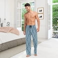 thumbnail image 3 of FREEAMG Men's Pajama Pants with Pockets Sleepwear Lounge Pants Stretch Casual Geometric Blue White Striped Squares, 3 of 7