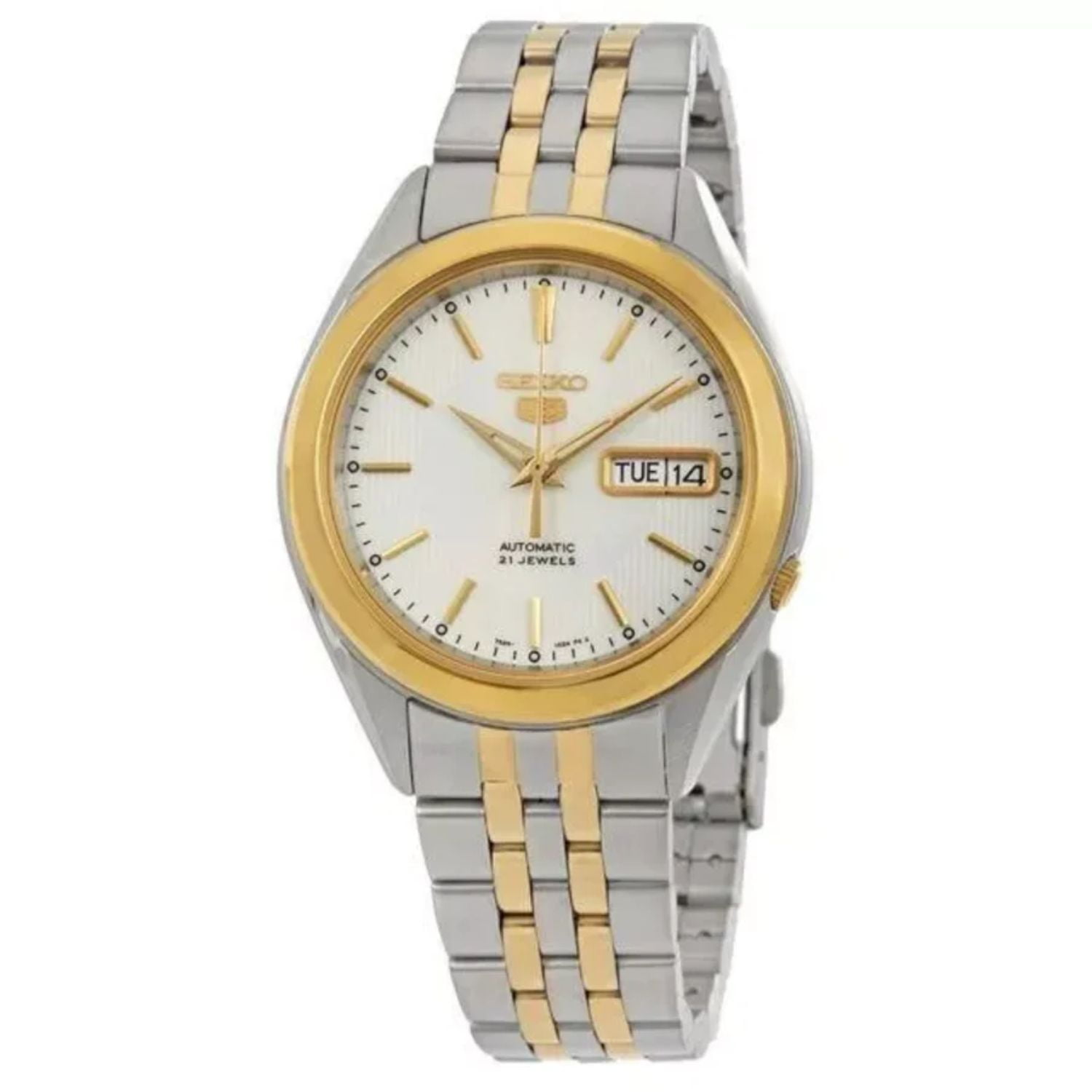Seiko Men's 38mm Two Tone Steel Bracelet Steel Case Automatic Silver-Tone Dial Analog Watch SNKL24