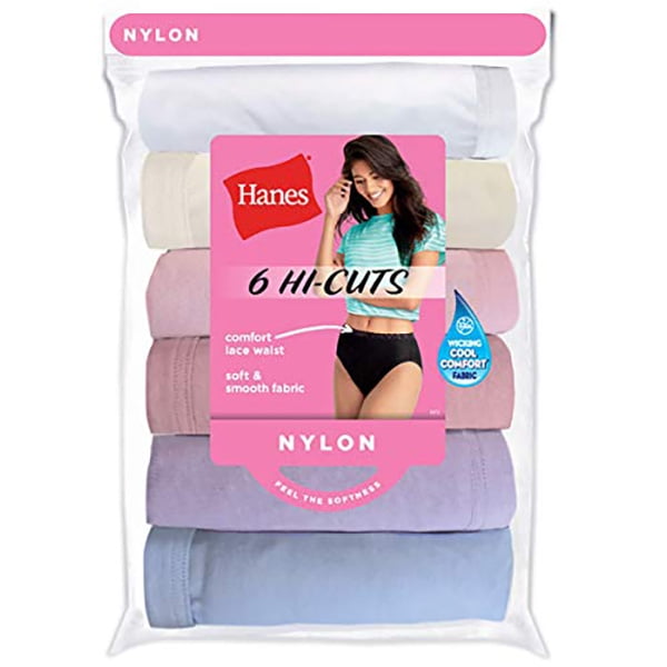Hanes Women's Nylon HiCut Underwear, 6Pack Walmart Inventory