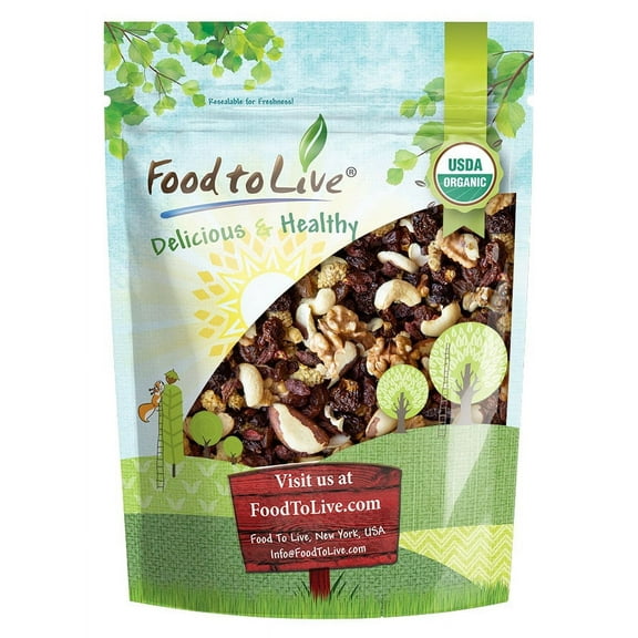 Organic Raw Super Nuts and Berries Trail Mix, 0.5 Pounds — Non-GMO, Raw, Vegan — by Food to Live