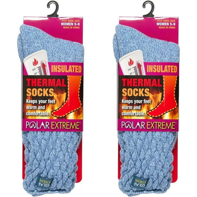 Paquete de 2 Calcetines de Invierno de Color Acrílico Extrapesados Polar Extreme Térmicos (Marmulado Azul)