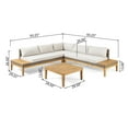 thumbnail image 5 of GDF Studio Emanuel Outdoor Acacia Wood and Wicker 5 Seater Sectional Sofa Set, Brown, 5 of 16
