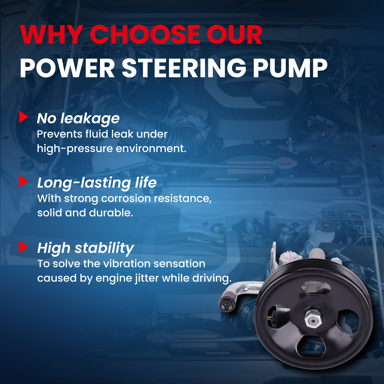 MOCA AUTOPARTS Power Steering Pump Fit for 2005-2009 Hyundai Tucson 2.7L & 2005-2010 Kia Sportage 2.7L
