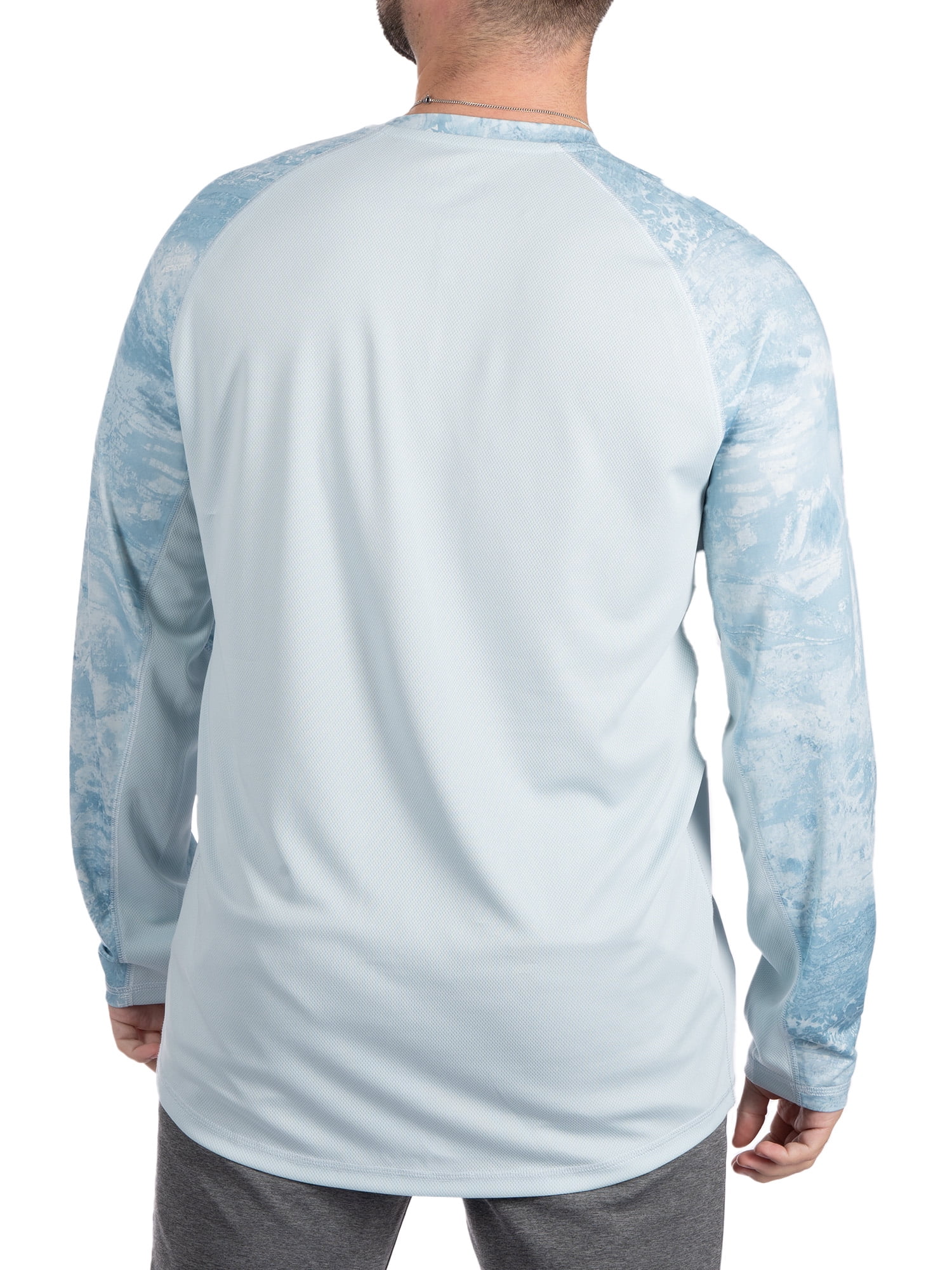 Realtree Men's Long Sleeve Fishing Tee, Athletic Performance Swim Shirt in Sea Fog, Sizes S-3XL