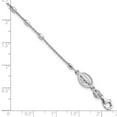 thumbnail image 3 of Sterling Silver Bracelet with station Cable Women's 3 mm 7 in Rhodium Plated Polished Beaded Cross, 3 of 4