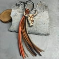 thumbnail image 3 of Western Tassel Style Leather Cow Head Animal Print Keychain, 3 of 5