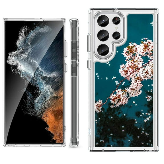 Shockproof Bumper Phone Case for Samsung Galaxy S23 Ultra 5G, by OneToughShield ® - Night Blossom