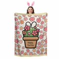 thumbnail image 2 of Throw Blanket Fleece Throw Blanket 50x80in, Spring Easter Potted Cactus Floral Soft Lightweight Bed Blankets Farm Pink Flower on Linen Fuzzy Couch Blankets for All Season, 2 of 9