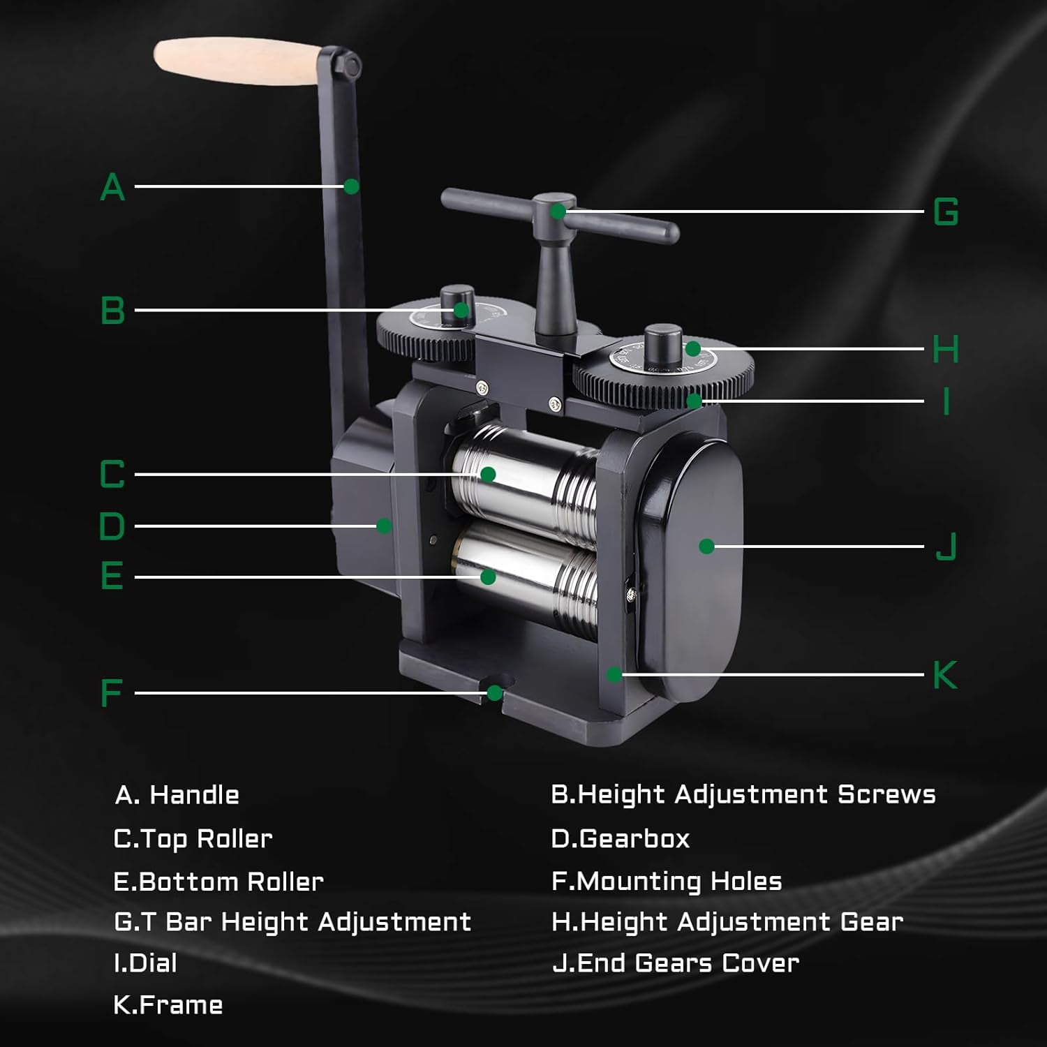 Miumaeov 110MM Manual Combination Rolling Mill Machine Jewelry DIY Press Tool Rolling Mills for Jewelry Making Metal Sheet Flat Pressing Gear Ratio: 4:1 Max Opening 4 MM