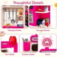 thumbnail image 2 of Patiojoy Kids Play Kitchen Set Chef Pretend Kitchen Playset Toy Kitchen Pink, 2 of 5