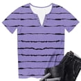 thumbnail image 2 of TaTaai Ladies Casual V-Neck T-Shirt Spring Summer Cotton Relaxed Fit Short Sleeve Button Placket Random Allover Print Daily Wear Fashion Streetwear Women Breathable Top Gift, 2 of 6