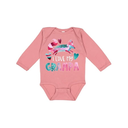

Inktastic I Love My Grampa Pink and Blue Fox with Hearts Gift Baby Boy or Baby Girl Long Sleeve Bodysuit