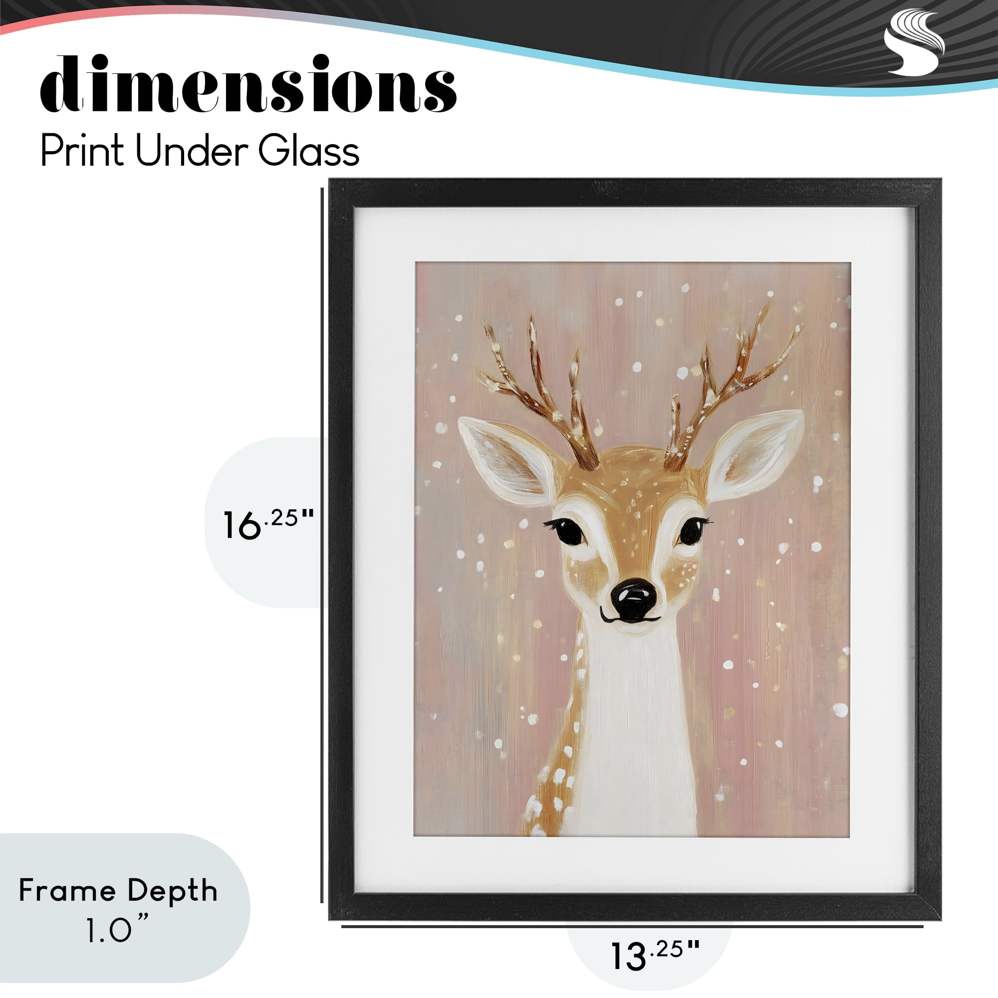 Stupell Industries Blush Pink Deer with Snowflakes Black Framed Print Under Glass, design by The Prints Vibe