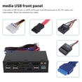 thumbnail image 3 of Lector de tarjetas multifunción para panel multimedia de 5,25 USB 2.0 USB 3.0 20 pines e-SATA SATA Panel frontal negro, 3 of 5