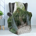 thumbnail image 4 of Fence Soft Flannel Fleece Blanket, Iron Gate into Country-house Garden Surrounded by Flowers Spring Foliage Scenic View, Cozy Plush for Indoor and Outdoor Use, 70" x 90", Multicolor, by Ambesonne, 4 of 5