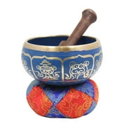 Gorgeous Meditation 8 Lucky Symbols Singing Bowl / Cushion / Mallet (Blue)