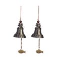 thumbnail image 1 of 2Pcs Metal Leather Pattern Wind Bells Decorative Hanging Pendant Traditional Wind Chime, 1 of 8