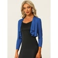 thumbnail image 2 of Unique Bargains Women's Open Front Drape Bolero Shrug Crop Cardigan XS Royal Blue, 2 of 6