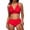 Red, variant on QURATI Swimwear Bikini Sets for Women High Waist Summer Beach Swim Bathing Suits V Neck 2 Piece Swimsuit Blackish Green L