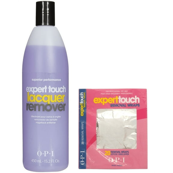 OPI Expert Touch Polish/Gel Nail Polish Remover, 15.2 Fl Oz   FREE Removal Wraps 20ct