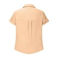 thumbnail image 5 of Womens Cotton Linen Dressy Blouses, Short Sleeve Shirts for Women Summer Lightweight Casual Solid Color Button Down Lapel T-Shirts with Pockets, 5 of 5