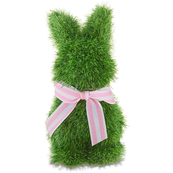 Faux Grass Standing Bunny Topiary, Green, 15", Easter by Way To Celebrate