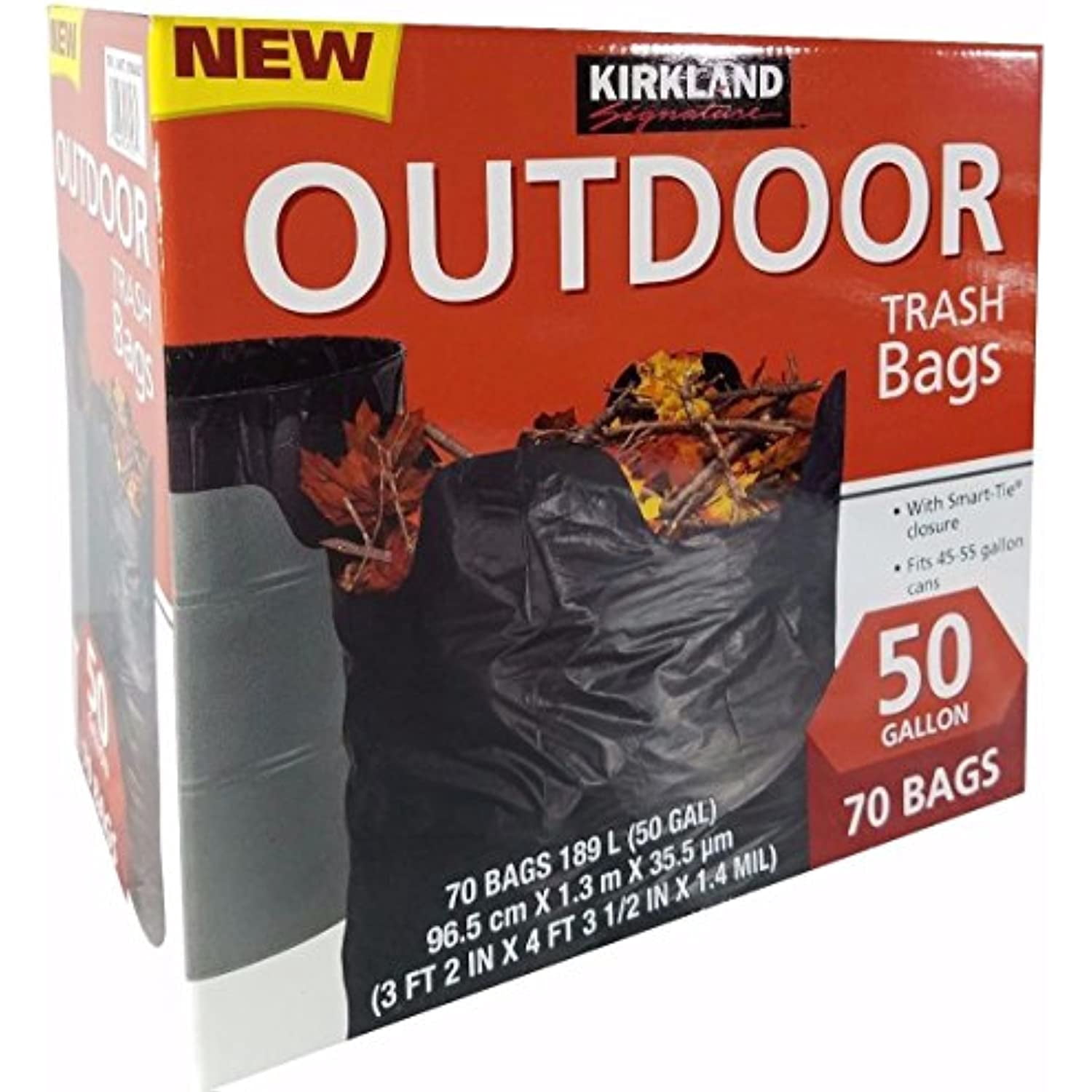 Kirkland Signature 50-Gallon Outdoor Trash Bag, Black, 70-count