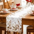thumbnail image 5 of Orange Brown Eucalyptus Table Runner - 48 Inch Long Watercolor Spring Weeping Botanical Cotton and Linen Blended Dress Scarves Farmhouse Table Runner for Kitchen Dining, Coffee Table, 13" x 48", 5 of 8