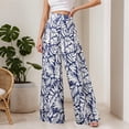 thumbnail image 3 of Palazzo Pants for Women 2026 Spring Summer Lightweight Chiffon Elastic Waist Mid Rise Wide Leg Flowy Boho Beach Pants, 3 of 6
