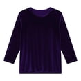 thumbnail image 5 of Women's 3/4 Sleeve Velvet Shirt - Round Neck Elegant Holiday Blouse, 5 of 8