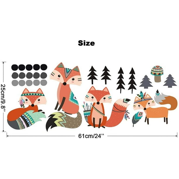 Indian Style Fox Stickers Multicolor Wall Sticker Forest Animal