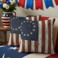 thumbnail image 4 of 2 Pack Outdoor Waterproof Throw Pillows,Retro USA Flag Independence Day Decorative Square Pillow Case Patio Pillows for Chair Couch Sofa 16x16in, 4 of 9