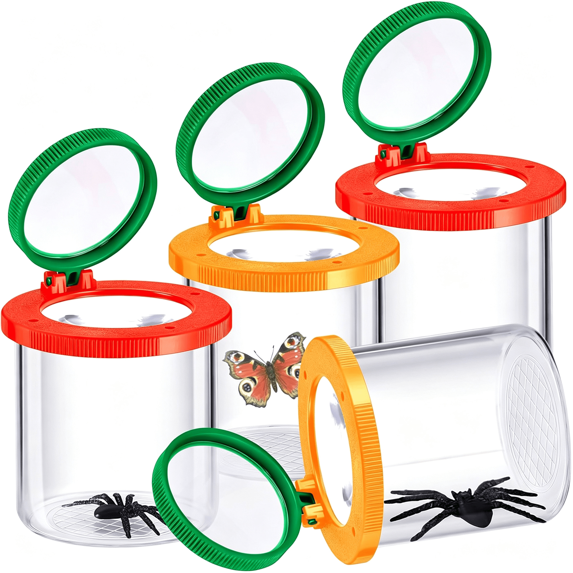 GJX 4 Pcs Insert Bug Viewer Magnifier Backyard Explorer Bug Catcher Kit for Kids Insect Cage Catcher Box Critter Insect Jar for Children Nature Exploration Toys Educational Science Kits