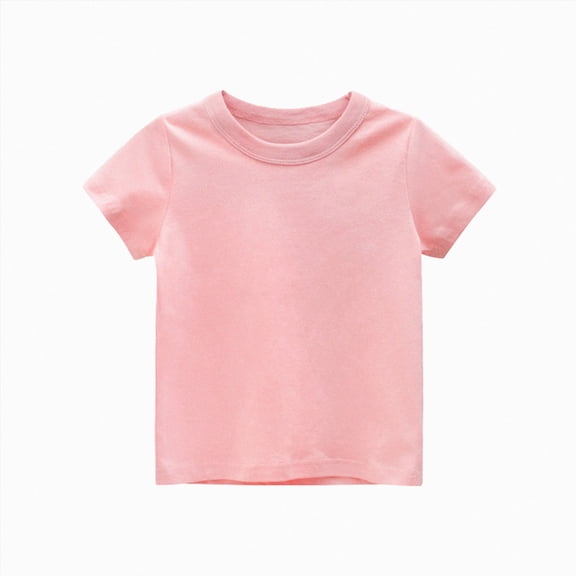 Splozh Toddler Tshirts Boys Fashion Soft Toddler Kids Girls Boys Short Sleeve Basic T Shirt Casual Summer Tees Shirt Tops Solid Color Clothes,Pink,8 Years