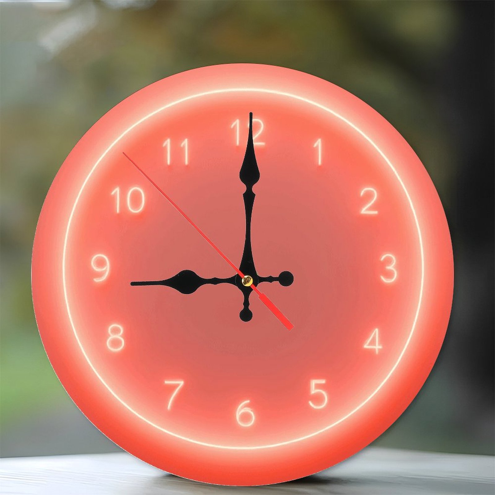 Neon Clock Wall Decor Modern Home Decor 10-Inch Silent Wooden Wall Clock, Battery Operated (AA Batteries Not Included), Artistic Home Decor