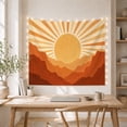 thumbnail image 4 of Rustic Sunburst Over Layered Mountains in Warm Earth Tones, Nostalgic Boho for Nature Lovers, Sunset Scenery Artwork, Housewarming Gift, Tapestry Wall Hanging for Bedroom and Living Room, 4 of 6