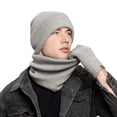 thumbnail image 2 of Classic Winter Set Plain Knit Hat Scarf Gloves Timeless Style for Womens Scarf a Hat Gloves, 2 of 5