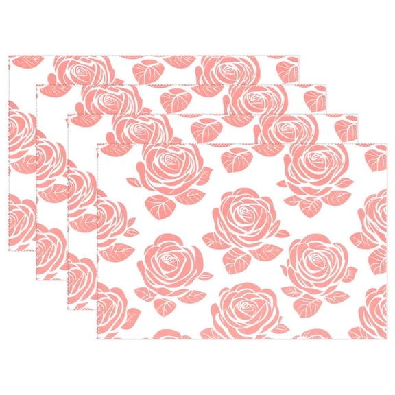 Ryvnso Placemats Set of 4 Rose Flower Dining Mats Heat-Resistant Non-Slip Washable Table Mat